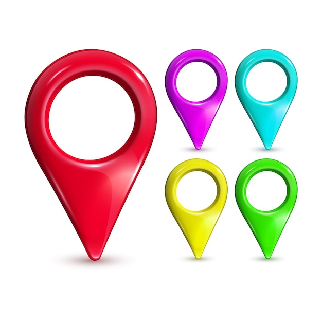 GPS-aanwijzer veelkleurige plaatslocatie instellen Vector