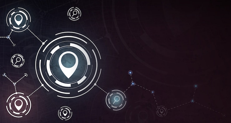 Vector gps concept background with pin and search icon