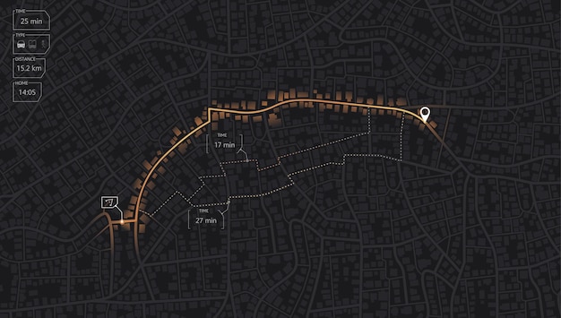 GPS-kaartnavigatie naar eigen huis Bekijk van bovenaf de kaartgebouwen City bovenaanzicht