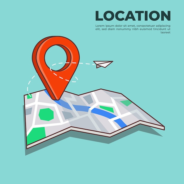 Gps location pin on map illustration