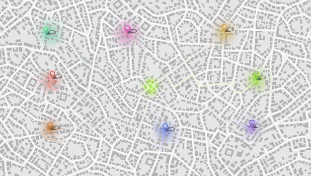 Gps map navigation to own house  detailed view of city decorative graphic tourist map