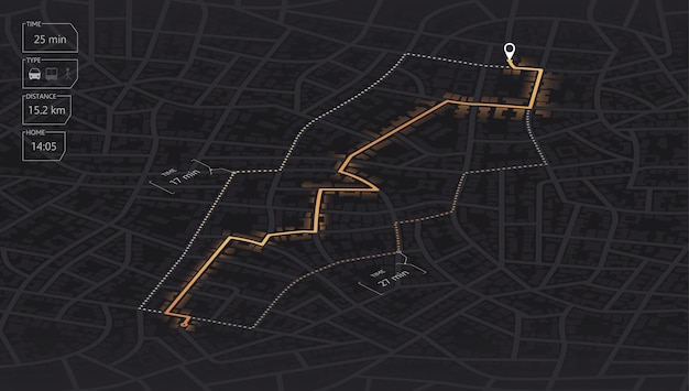 자신의 집에 대한 GPS 지도 탐색 지도 건물 위에서 보기 도시의 상세 보기 장식 그래픽 관광 지도 도시 상위 뷰 추상 배경 플랫 스타일 벡터 그림 격리