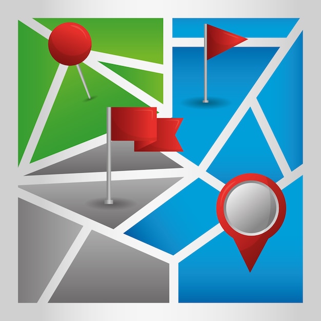 Vector gps navigation application ubication flag pin map location