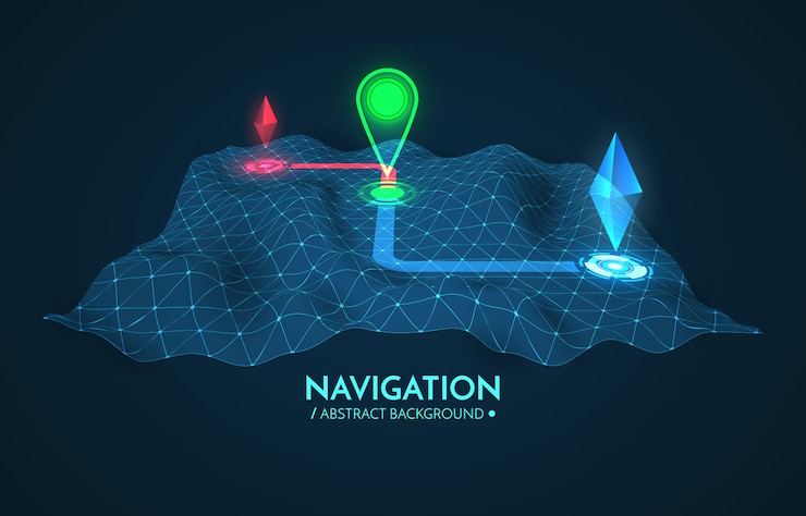 Vector gps navigation background. road map isolated on white with pointer.  