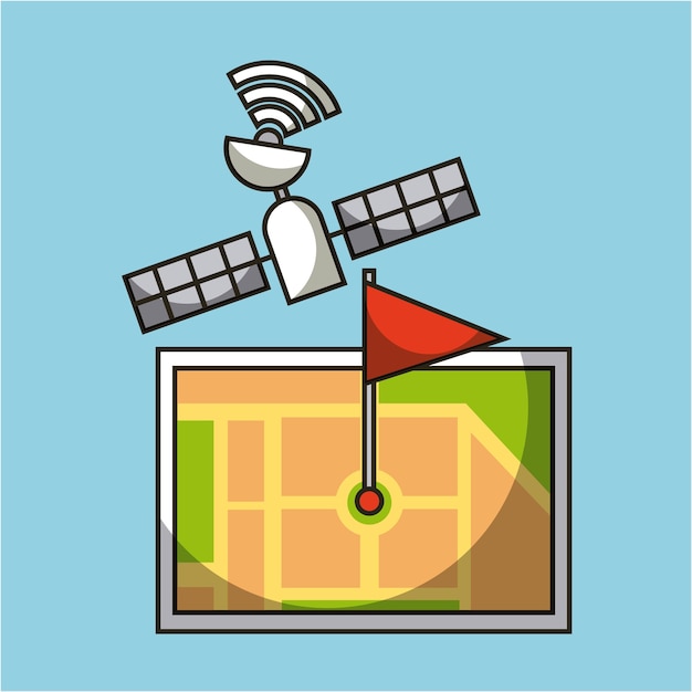 Vettore posizione della bandierina del perno della mappa satellite di navigazione gps