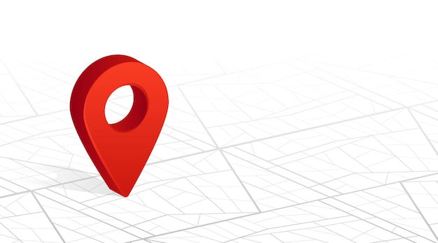 Gps navigator pin checking red color on city street map white background. vector illustration.