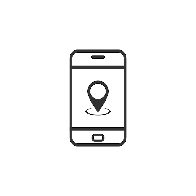 GPS phone icon and map icon isolated on white background