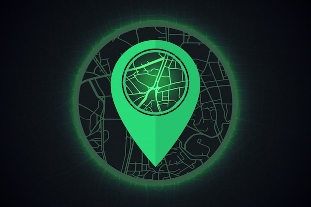 GPS-pictogram op concept van de kaart het slimme stad.