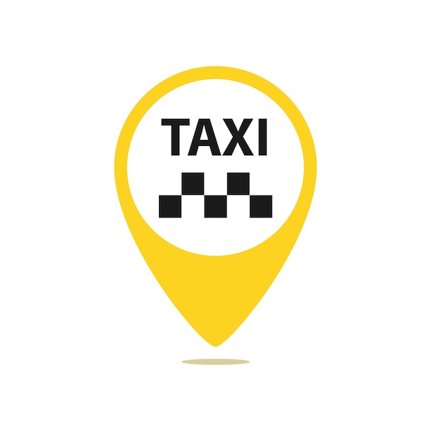 Gps pointer map with taxi icon. yellow round shapes on white background. vector illustration web design element.