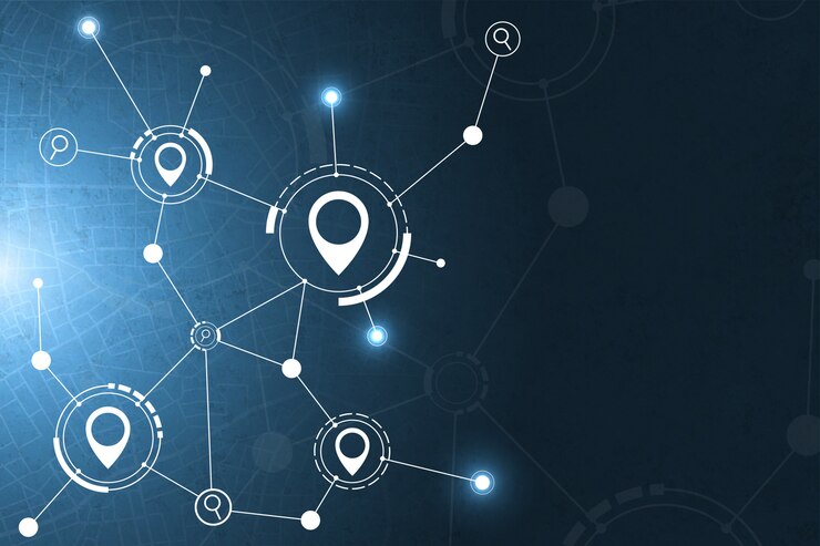 Vector gps and search icon technology abstract background.