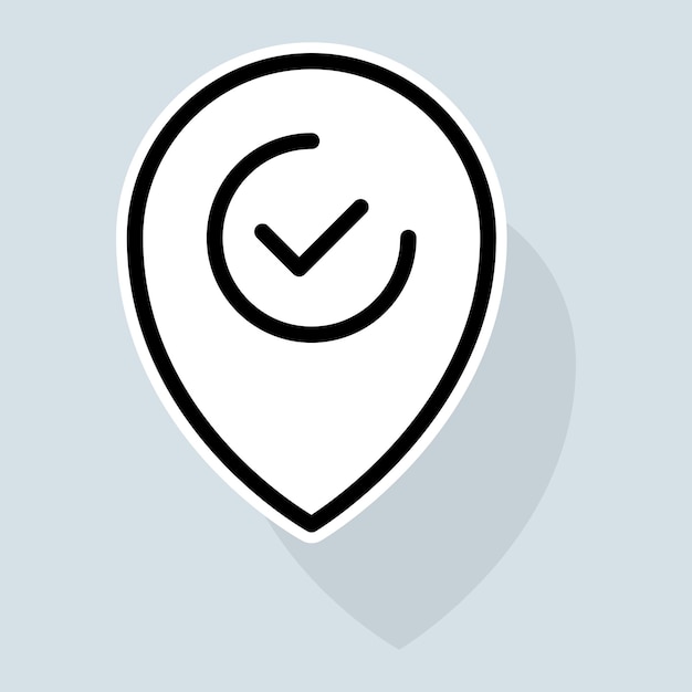 Vector gps with check mark line icon rating clipboard with thumbs up like dislike rate the service clipboard with checkmark feedback concept vector sticker line icon on white background