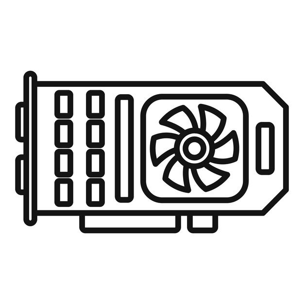 Gpu display icon outline vector Computer video Cpu chip