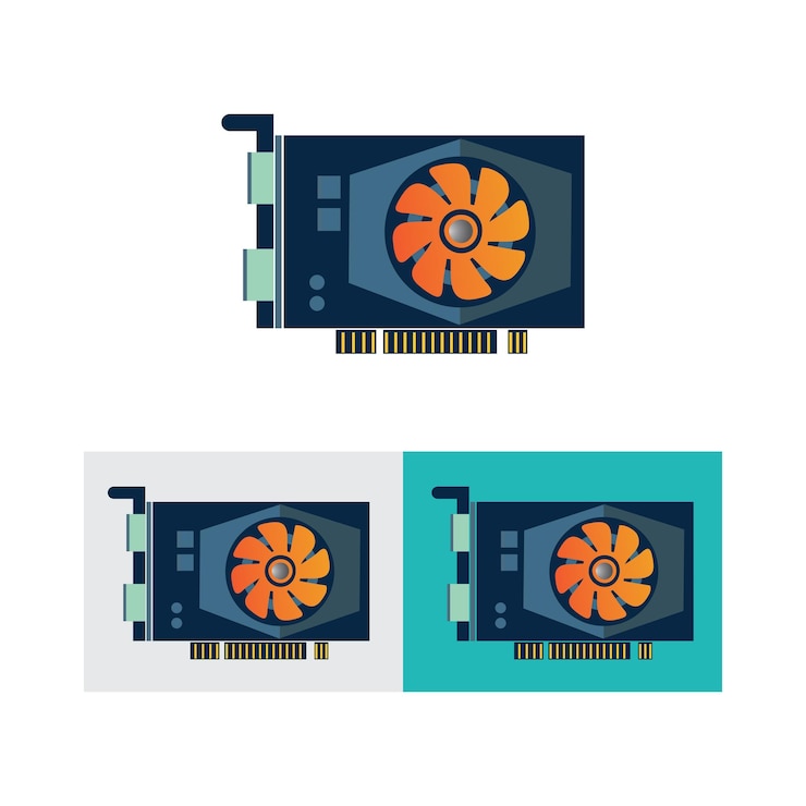 Vector gpu graphic card icon vector