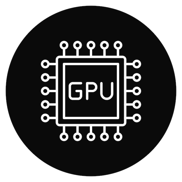 벡터 gpu 아이콘 터 이미지 컴퓨터 과학에 사용할 수 있습니다