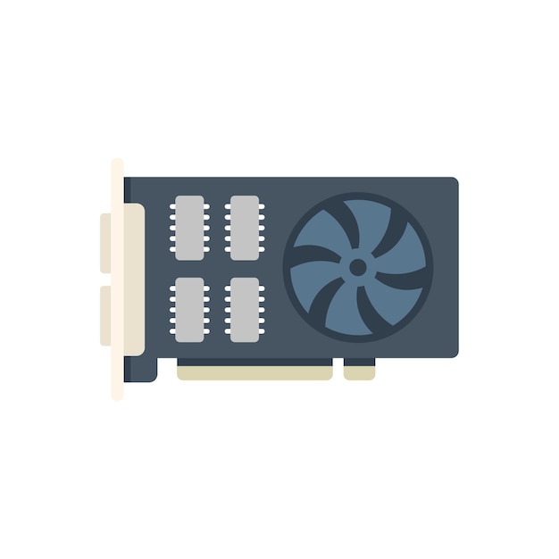 GPU-kaart pictogram platte vector Computer pc Koeler pci geïsoleerd