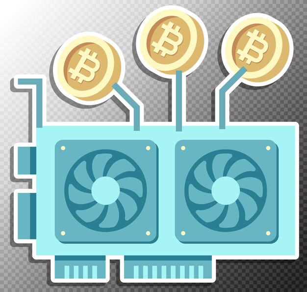 Illustrazione di mining gpu in stile piatto