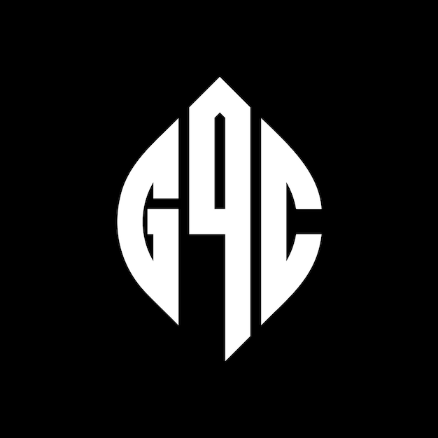 GQC circle letter logo design with circle and ellipse shape GQC ellipse letters with typographic style The three initials form a circle logo GQC Circle Emblem Abstract Monogram Letter Mark Vector