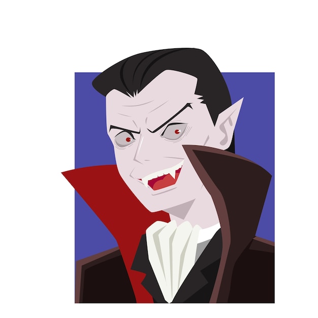 Vector graaf dracula toont zijn hoektandenillustratie