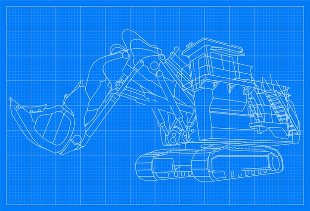 Graafmachine blauwdruk achtergrond eenvoudig vector plat ontwerp