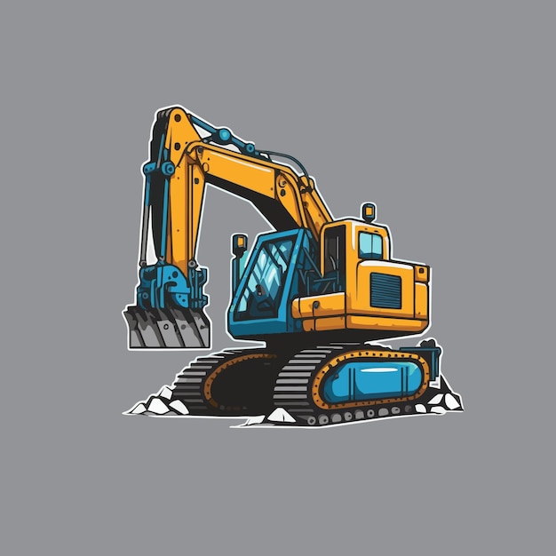 Vector graafmachine bulldozer eindlader voertuig vrachtwagen logo vector illustratie mascotte