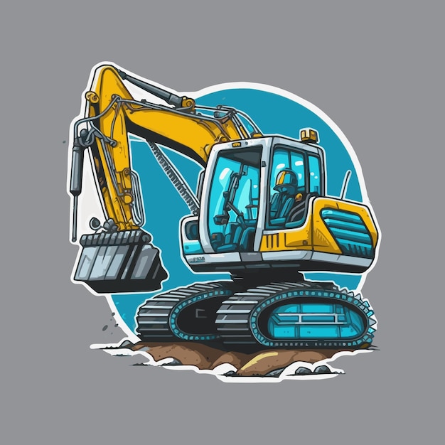 Vector graafmachine bulldozer eindlader voertuig vrachtwagen logo vector illustratie mascotte