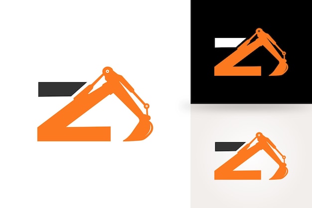 Graafmachine-logo met Z-letter voor bouwbedrijf voor zwaar materieel