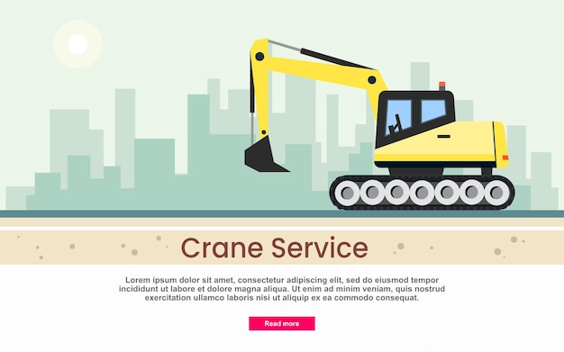 Graafmachine verplaatsen op weg. gele graafmachine. infographic sjabloon.