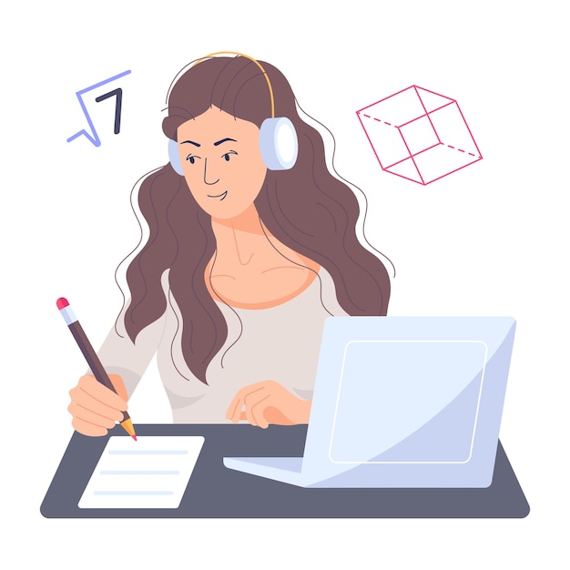 Grab a flat illustration of audio lesson