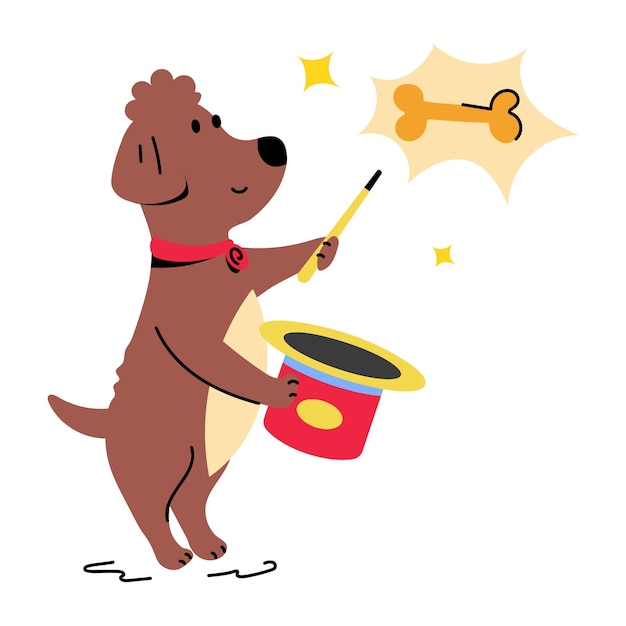 Grab a flat illustration of dog magic