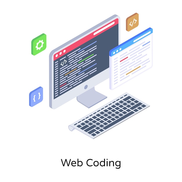 Возьмите эту удивительную изометрическую иллюстрацию веб-кодирования