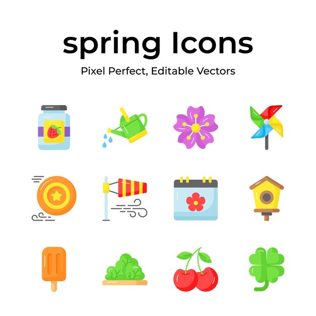 Vector grab this beautifully designed spring vectors farming gardening and agriculture icons set
