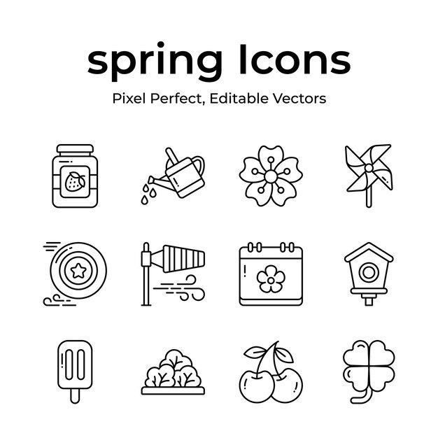 Vector grab this beautifully designed spring vectors farming gardening and agriculture icons set