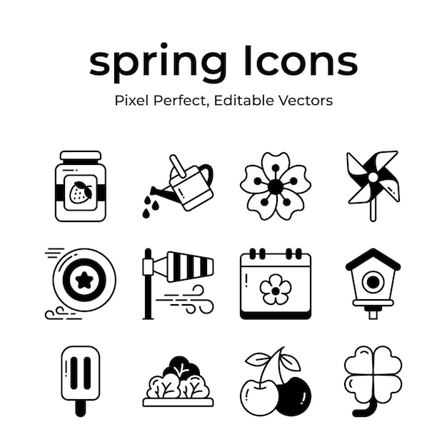 Vector grab this beautifully designed spring vectors farming gardening and agriculture icons set