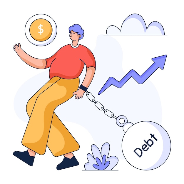 Vector grab this flat illustration of debt