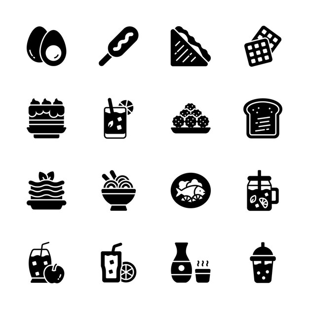 Grab this handy pack of snacks and drink designed in glyph style