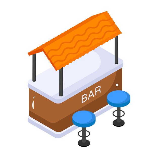 Grab this isometric icon of beach bar