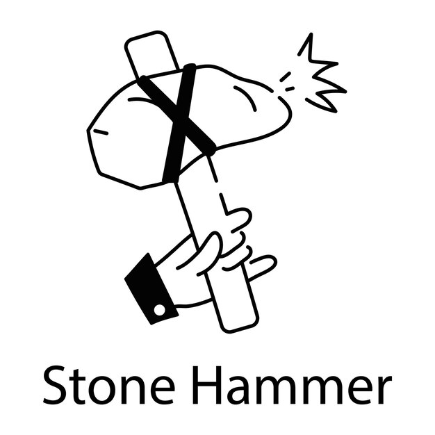 Grab this linear icon of stone hammer