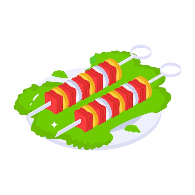 Vector grab this yummy isometric icon of skewers