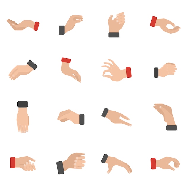 Grabbing hand icons set