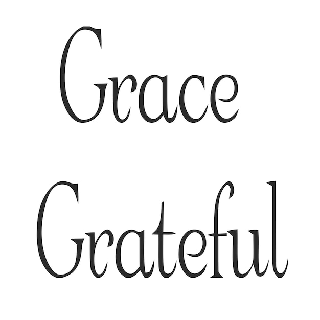 Vector grace grateful cursive typography lettering