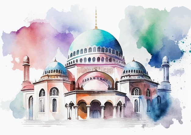 The Graceful Beauty of Selimiye Mosque in Vector Watercolor