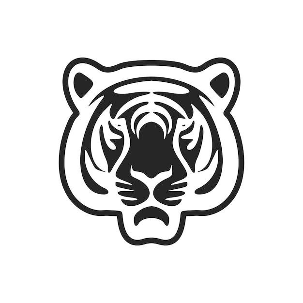 優雅な黒白いベクトルのロゴ虎分離した白い背景の上