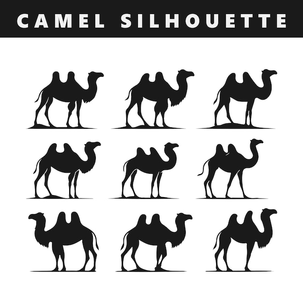 Graceful camel silhouette desert wildlife vector graphic