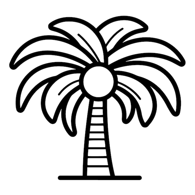 Graceful coconut tree outline icon in vector format for tropical designs