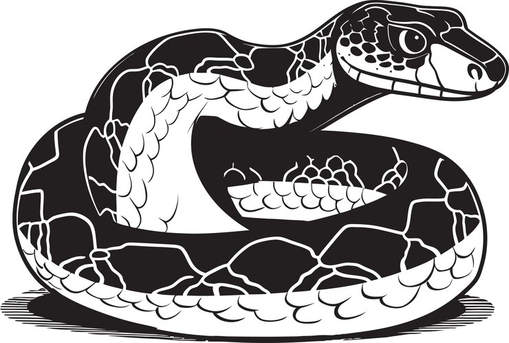 Vector graceful constrictor a captivating artwork of pythons hunting techniques and detailed form