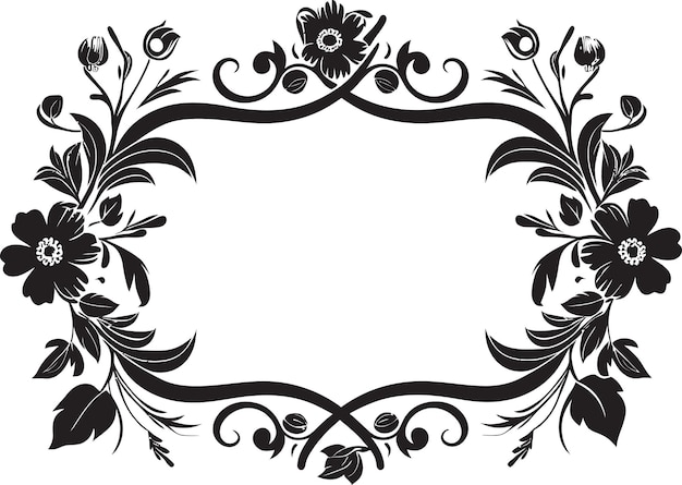 Вектор Грациозный темный цветочный корпус черная векторная икона стильный цветочный пограничный векторный дизайн