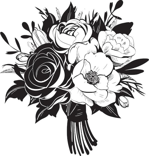 Vector graceful floral elegance black vector emblem wedded petal aura bridal bouquet icon