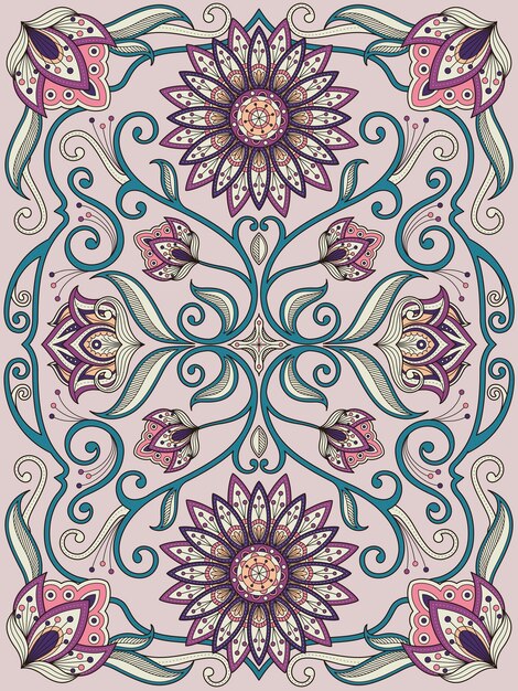 Graceful flower coloring page design in exquisite line