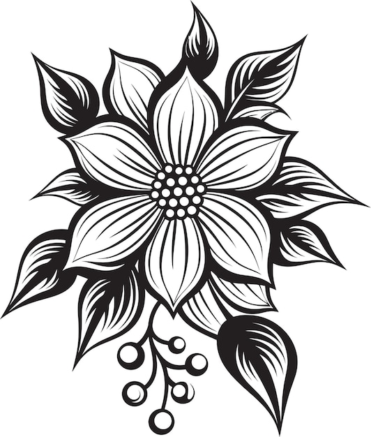 Vector graceful flower vector black signature minimalistic bloom symbol iconic design