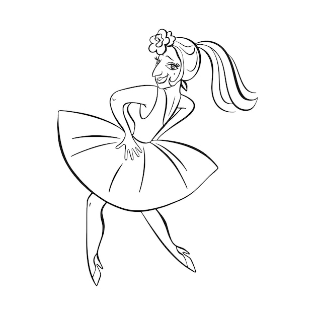 Graceful girl with a rose in her hair is dancing flamenco
expression of latin dance salsa vector